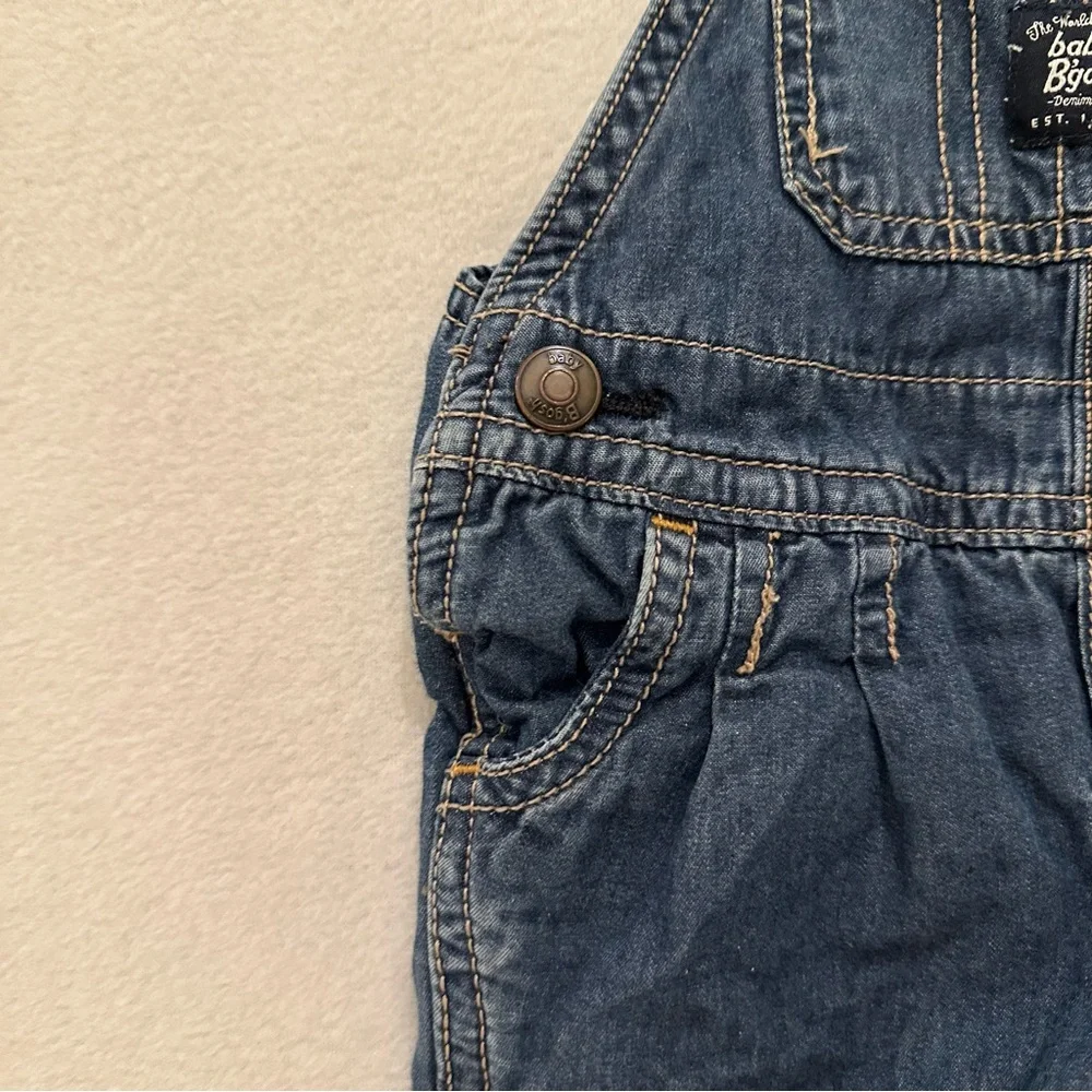 Oshkosh Denim Overalls Lined Adjustable Snap Straps Medium Wash Baby Size 3M